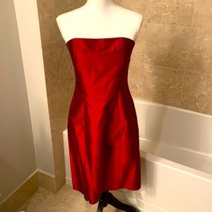 INC Raw Silk Strapless Dress